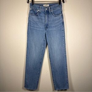 Madewell The Perfect Vintage Straight Jean 24 Cut Hem Medium Wash Cotton Stretch